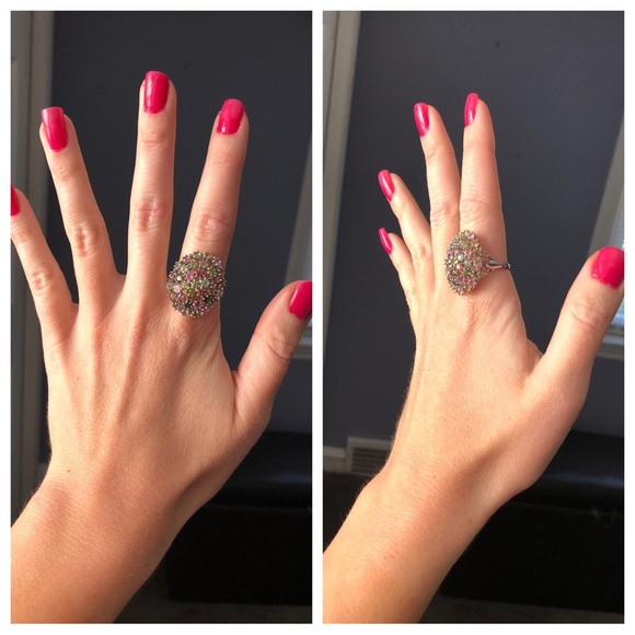 Genuine Unheated Round Tourmaline 3mm 14K White Gold Plate 925 Silver Ring 8 - Picture 10 of 17